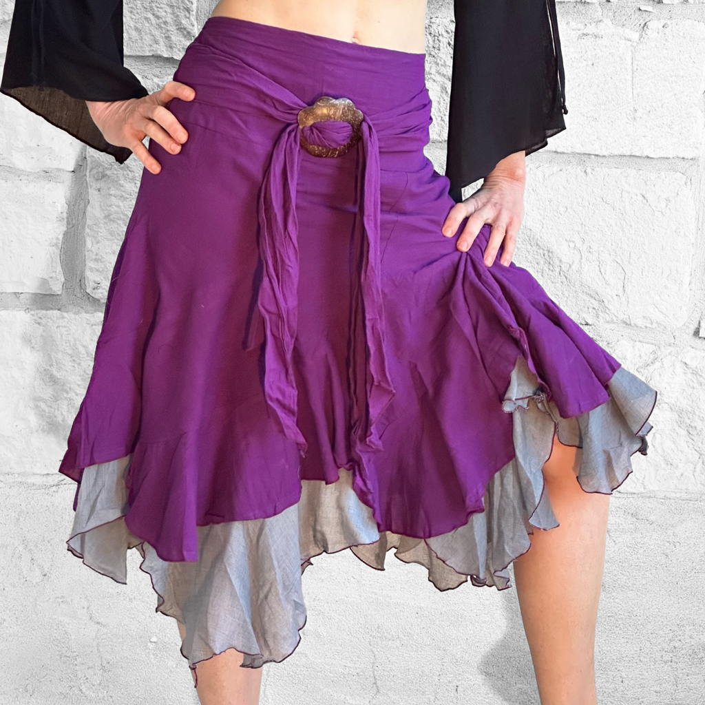 Vintage Y2K Purple Floral Ruffle Midi Skirt – Spark Pretty